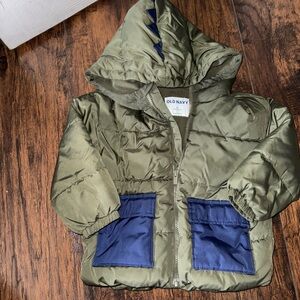 Old Navy Kids Olive and Navy Puffer Jacket